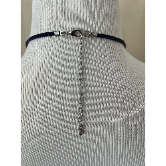 Navy Blue Square & Round Beaded 3-Tier Necklace - Picture 4 of 10